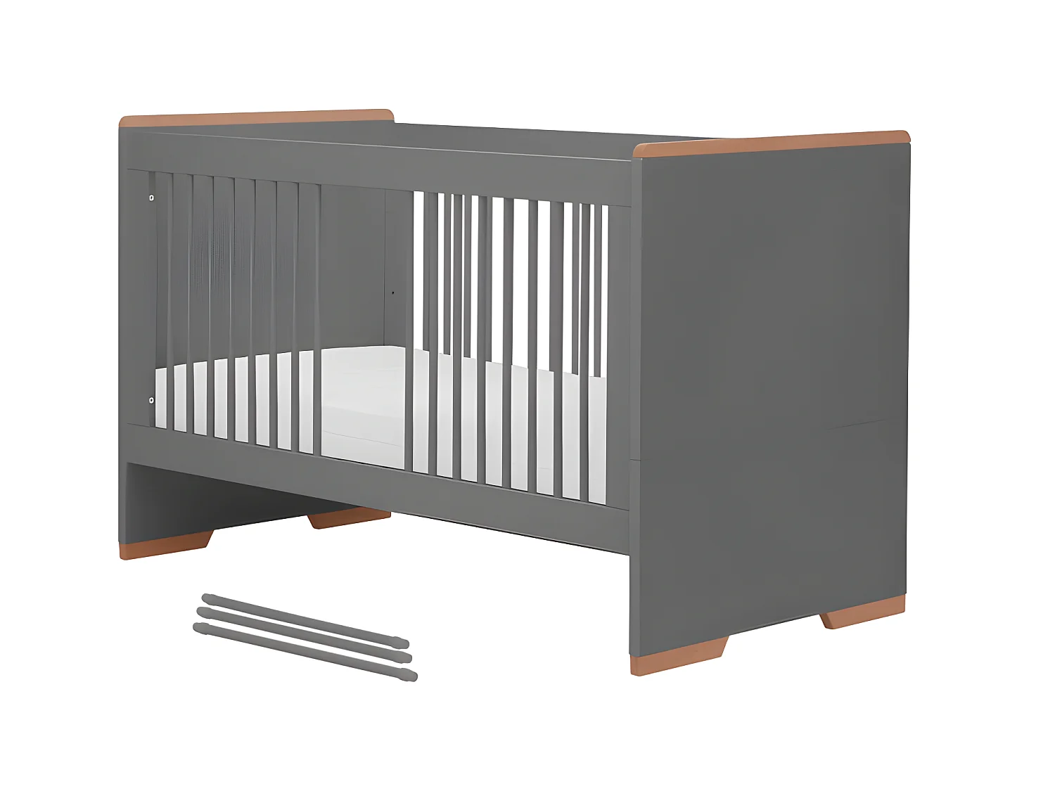 Lit bébé évolutif Snap Gris et bois