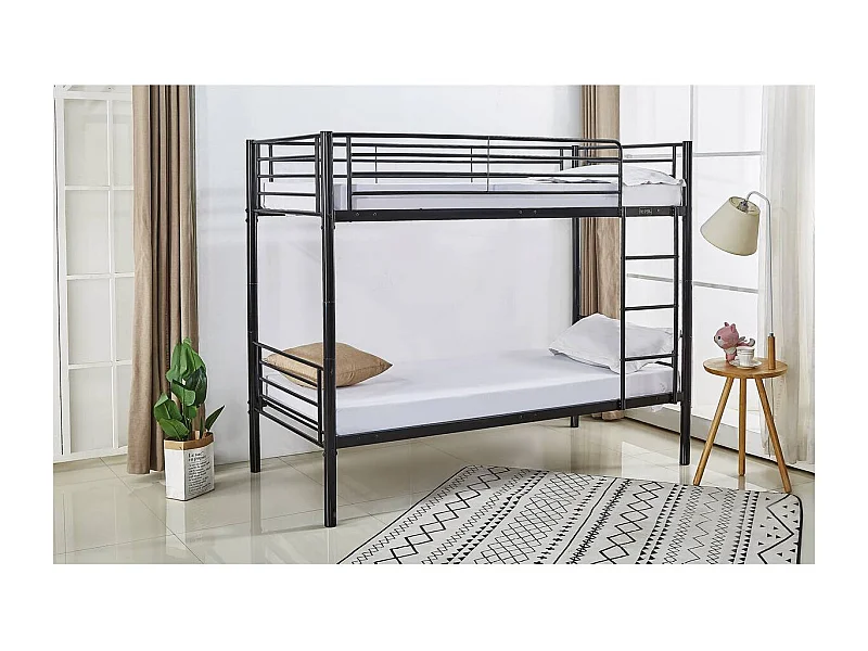 Etagenbett "ADAM" -  90 x 190 cm - Metall - Schwarz