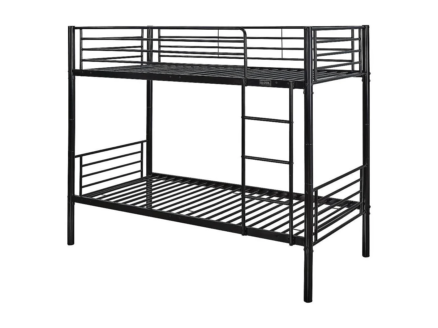 Stapelbed twee eenpersoonsbedden metaal "ADAM" inclusief lattenbodem -  90 x 190 cm - Metaal - Zwart