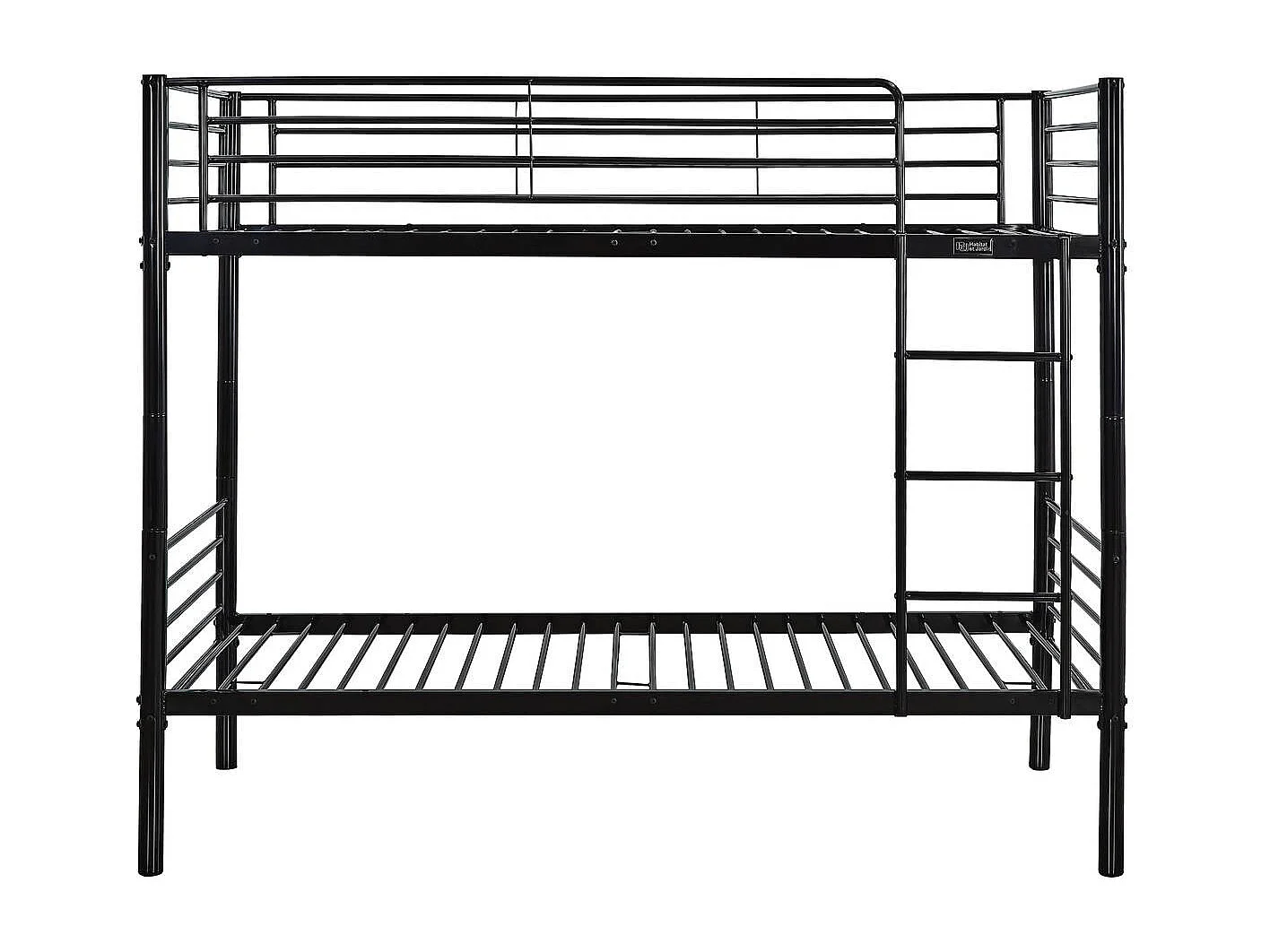 Stapelbed twee eenpersoonsbedden metaal "ADAM" inclusief lattenbodem -  90 x 190 cm - Metaal - Zwart