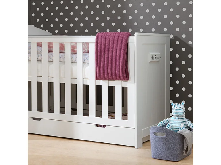 Lit bébé évolutif Marsylia MDF Blanc