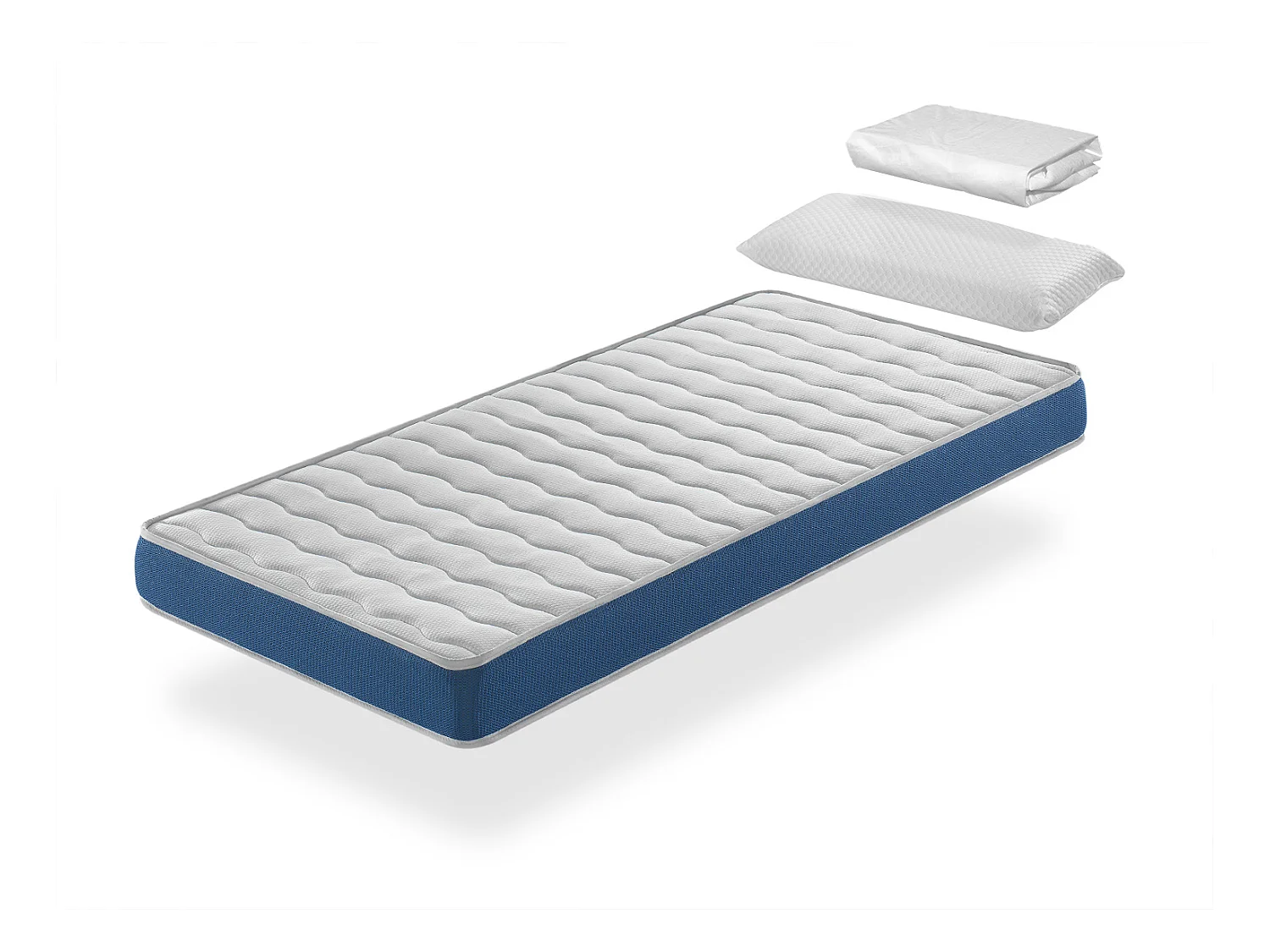 Pack Matelas 90X200 ONIX LIT ENFANT, Epaisseur 14 CM + 1 Oreiller à memoire 90X35 + 1 Protege matelas 90X200