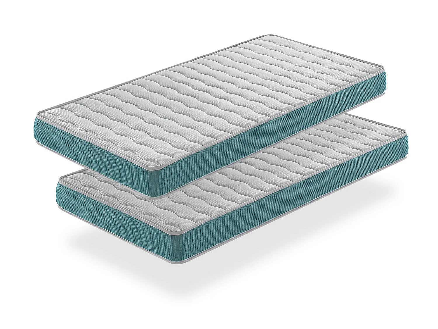 LOT X2 Matelas en  mousse respirante 90X190 EKOZEN, Epaisseur 14 CM , Ergonomique et adaptable