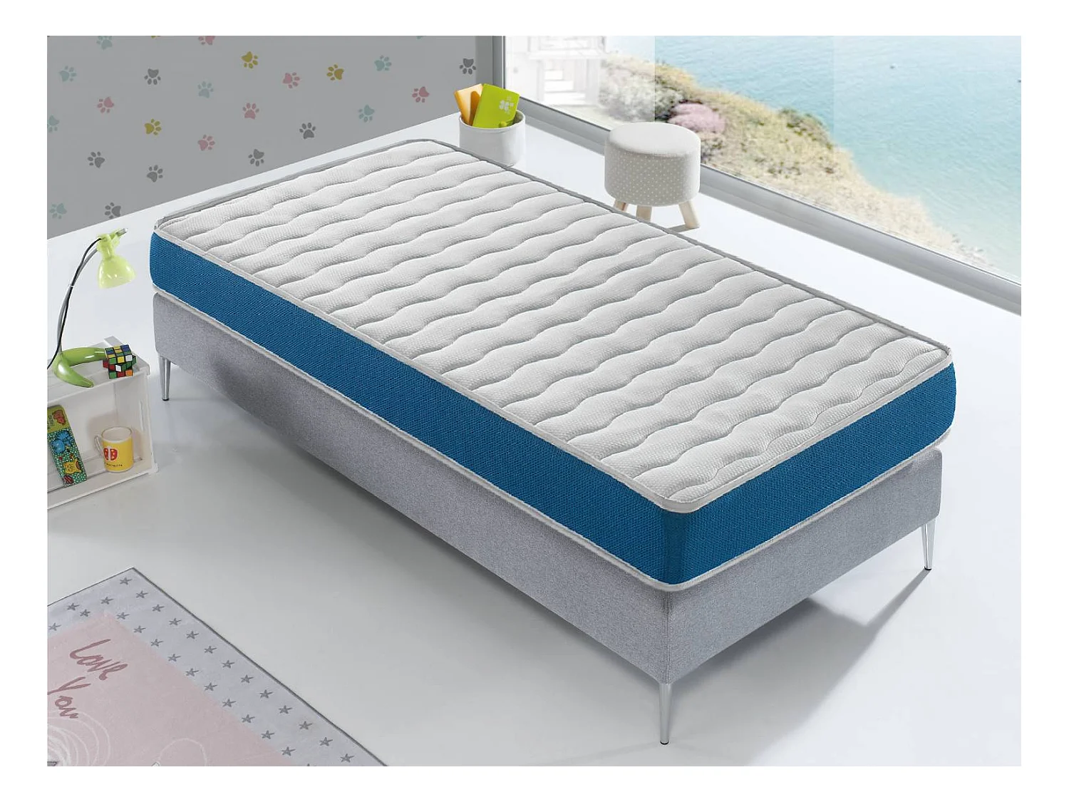 Pack Matras 80X180 ONIX KINDERBED, Dikte 14 CM + 1 Memory Kussen 80X35 + 1 Matrasbeschermer 80X180