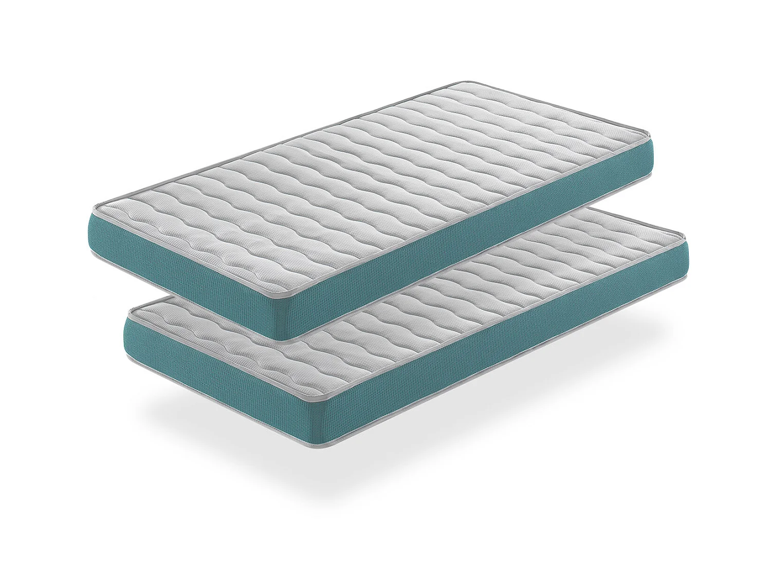LOT X2 Matelas en  mousse respirante 90X160 EKOZEN, Epaisseur 14 CM , Ergonomique et adaptable