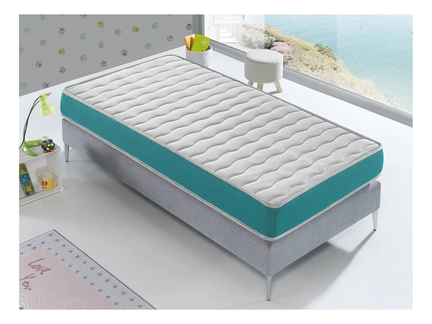 LOT X2 Matelas en  mousse respirante 90X160 EKOZEN, Epaisseur 14 CM , Ergonomique et adaptable