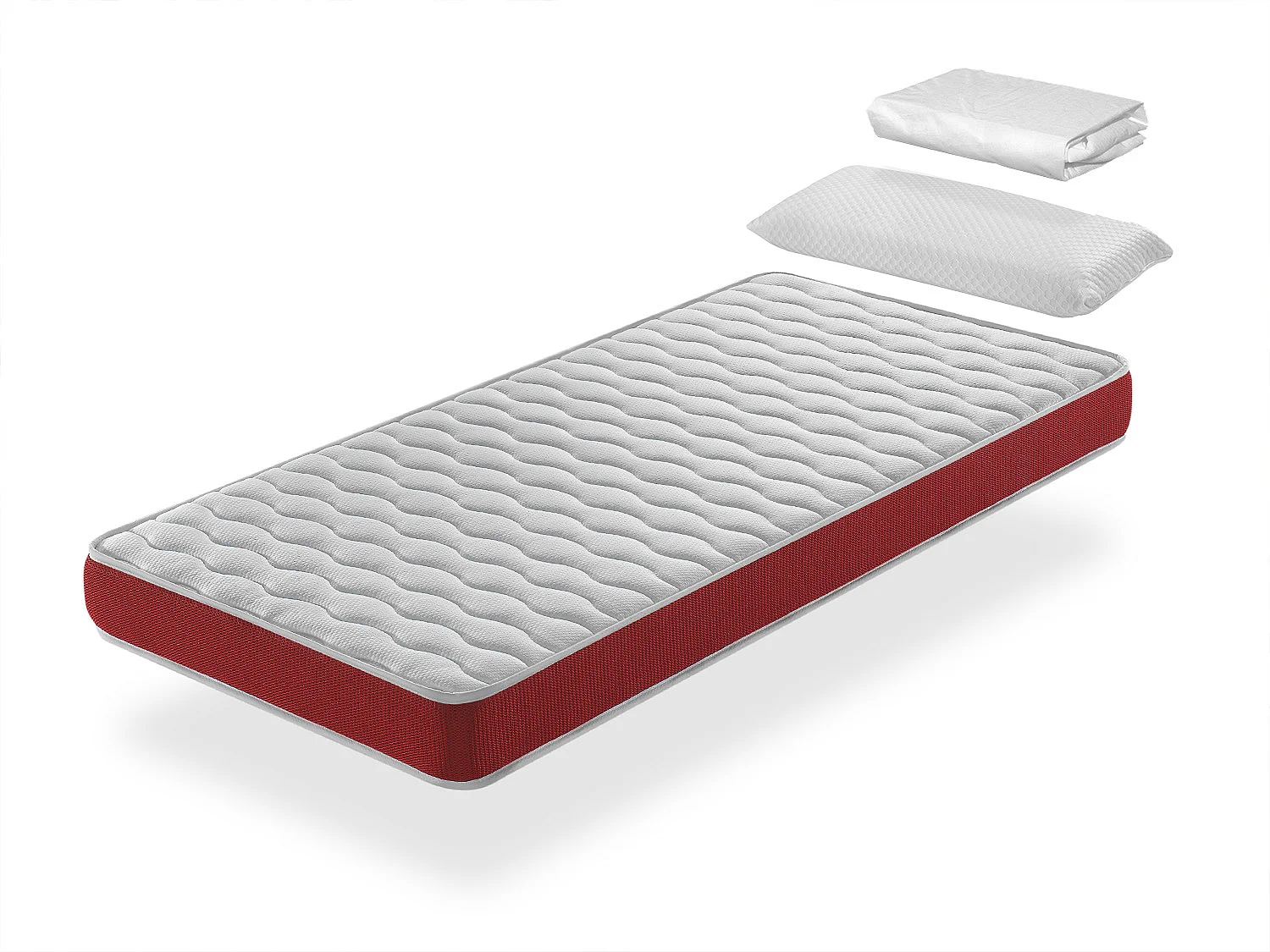 Pack Matelas 90X190 VELVET LIT ENFANT, Epaisseur 14 CM + 1 Oreiller à memoire 90X35 + 1 Protege matelas 90X190