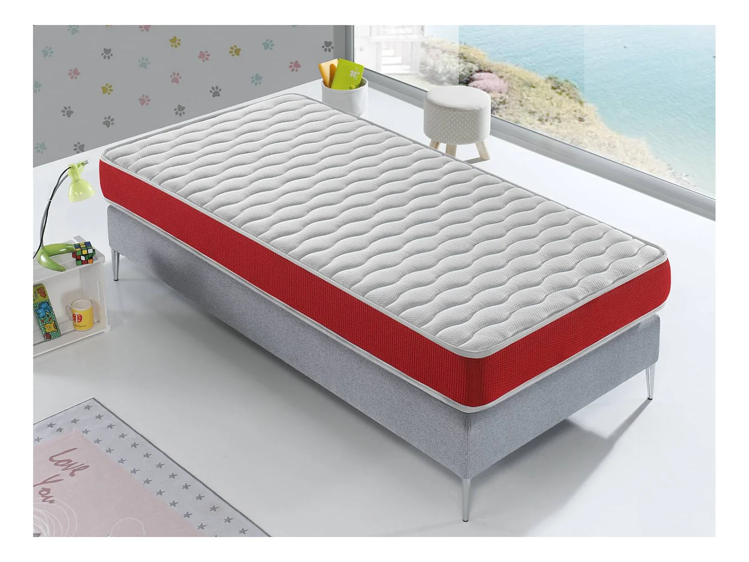Pack Matelas 80X160 VELVET LIT ENFANT, Epaisseur 14 CM + 1 Oreiller à memoire 80X35 + 1 Protege matelas 80X160
