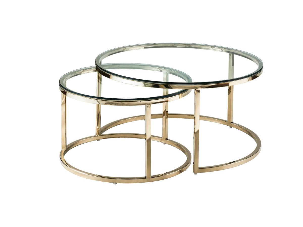 Couchtische ausziehbar aus gehärtetem Glas und Edelstahl - Goldfarben - MAE günstig online kaufen