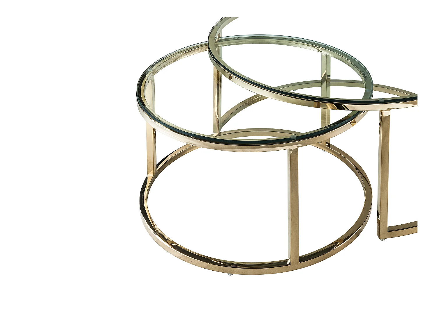 Couchtische ausziehbar aus gehärtetem Glas und Edelstahl - Goldfarben - MAEVANE II von Pascal MORABITO