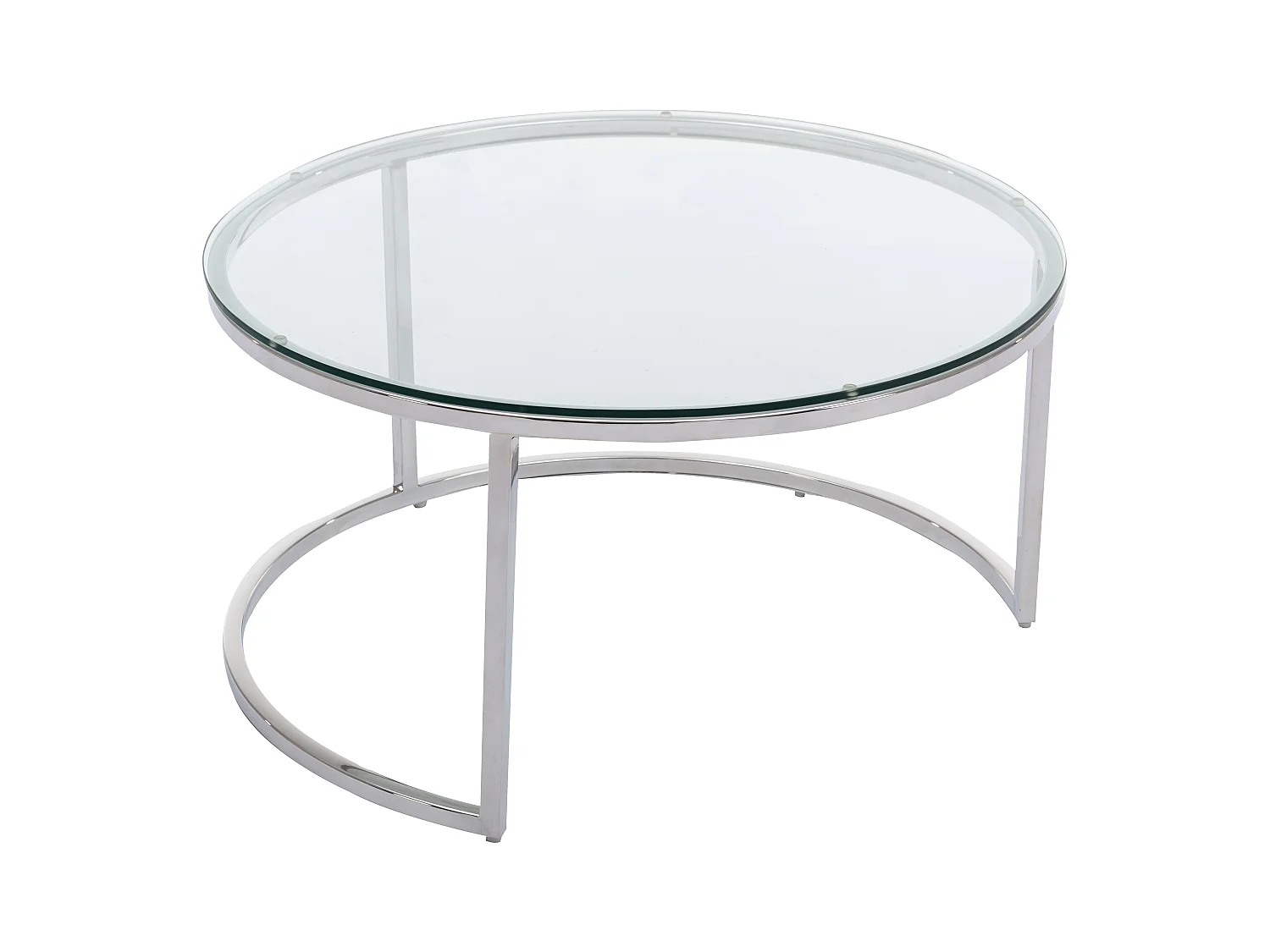 Tables basses gigognes en verre trempé et acier inoxydable - Argenté - MAEVANE II de Pascal MORABITO