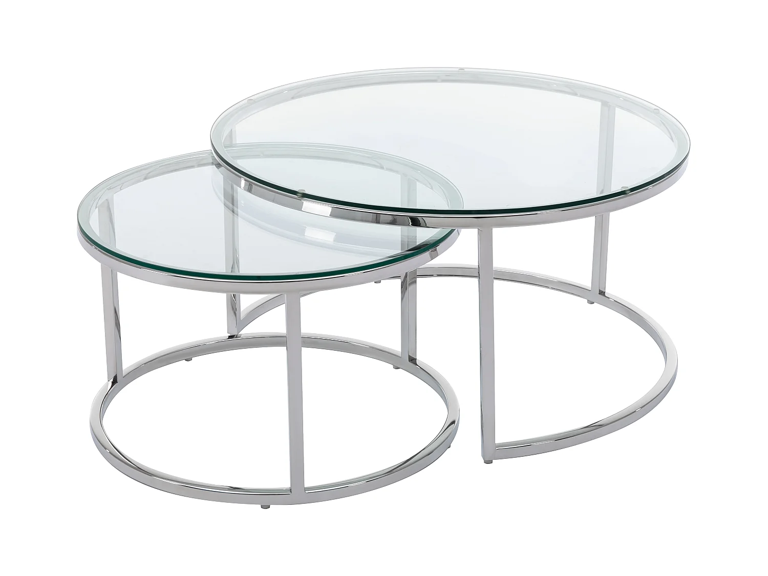 Tables basses gigognes en verre trempé et acier inoxydable - Argenté - MAEVANE II de Pascal MORABITO