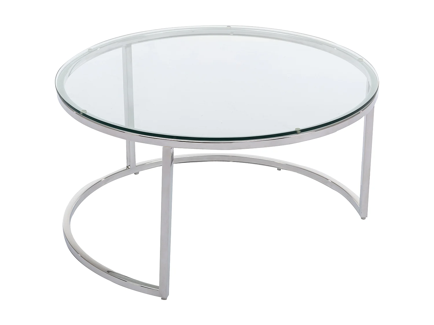 Tables basses gigognes en verre trempé et acier inoxydable - Argenté - MAEVANE II de Pascal MORABITO