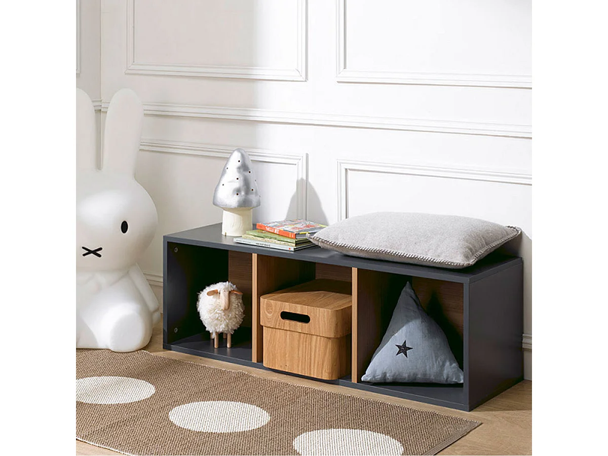 Bibliothèque enfant Junior Provence 3 cases - Gris