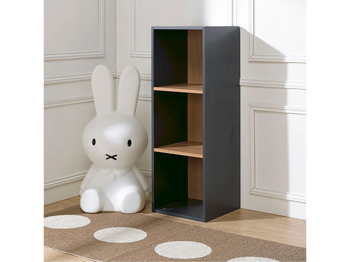 Bibliothèque enfant Junior Provence 3 cases - Gris