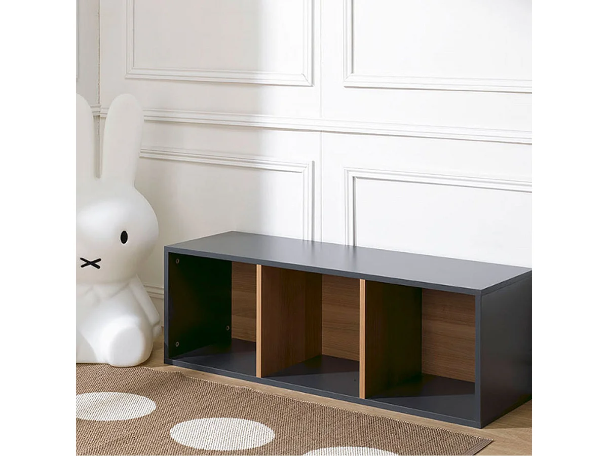 Bibliothèque enfant Junior Provence 3 cases - Gris