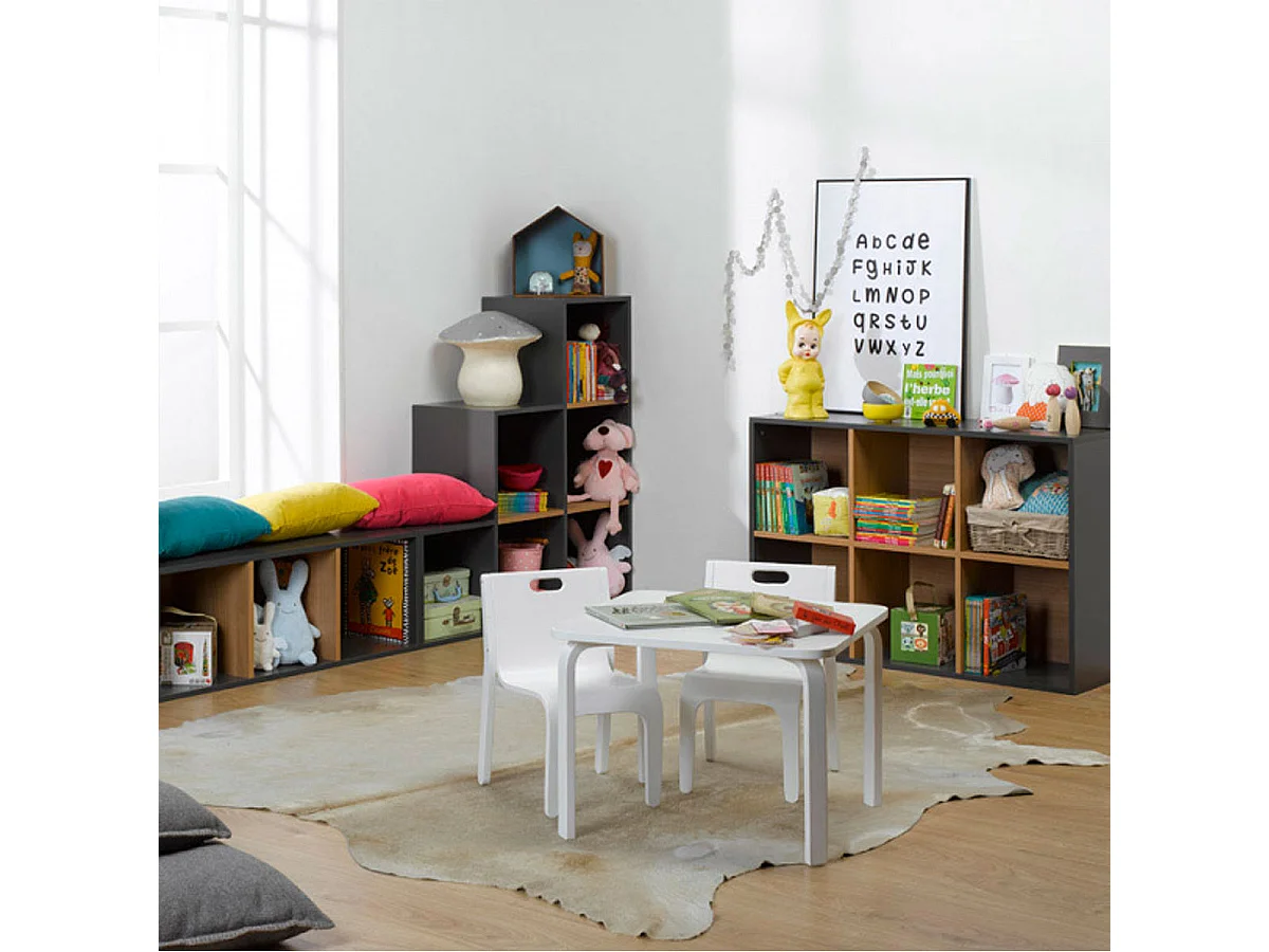 Bibliothèque enfant Junior Provence 3 cases - Gris