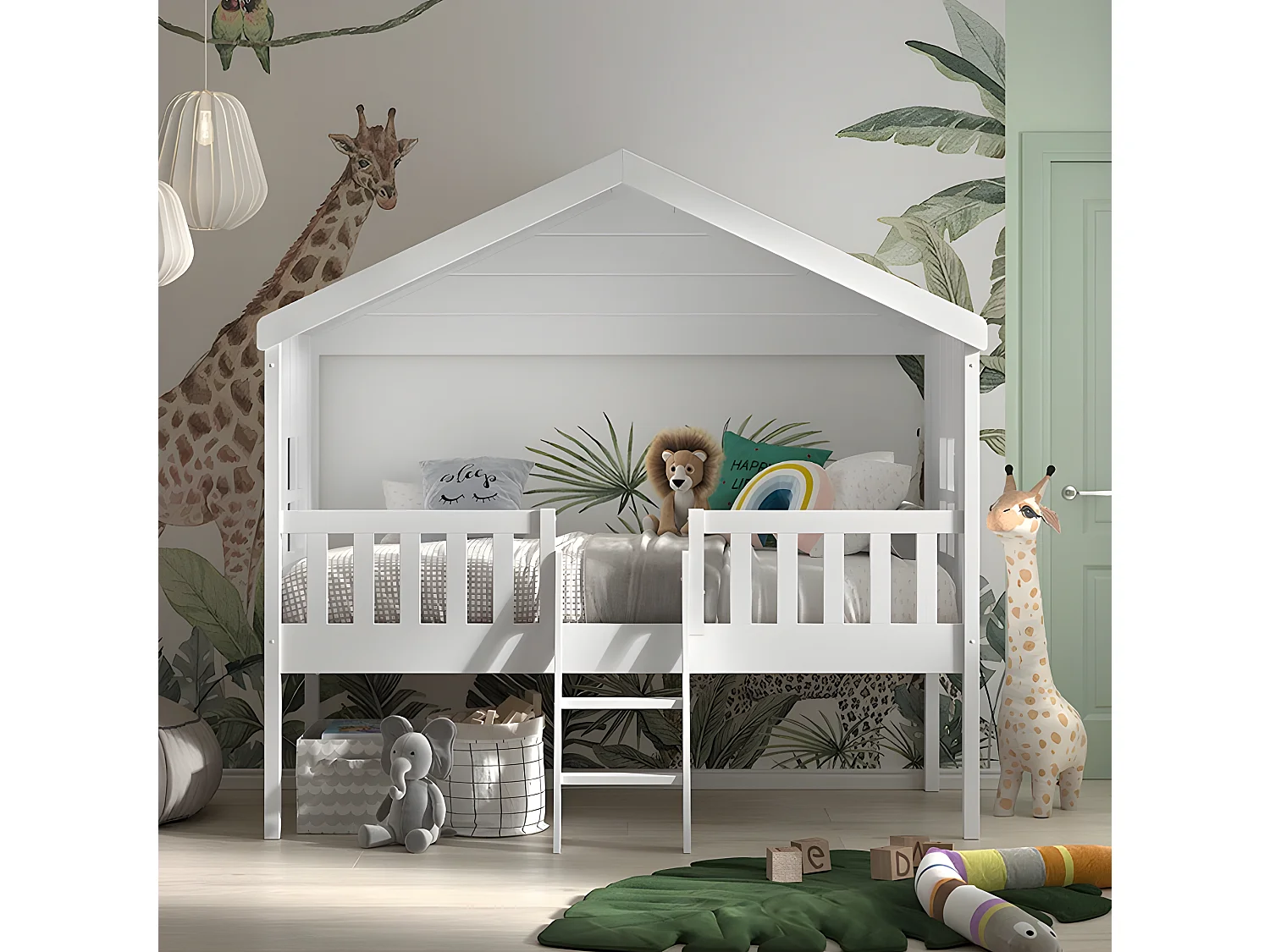 Lit Cabane Enfant "Housebed" 90x200cm Blanc