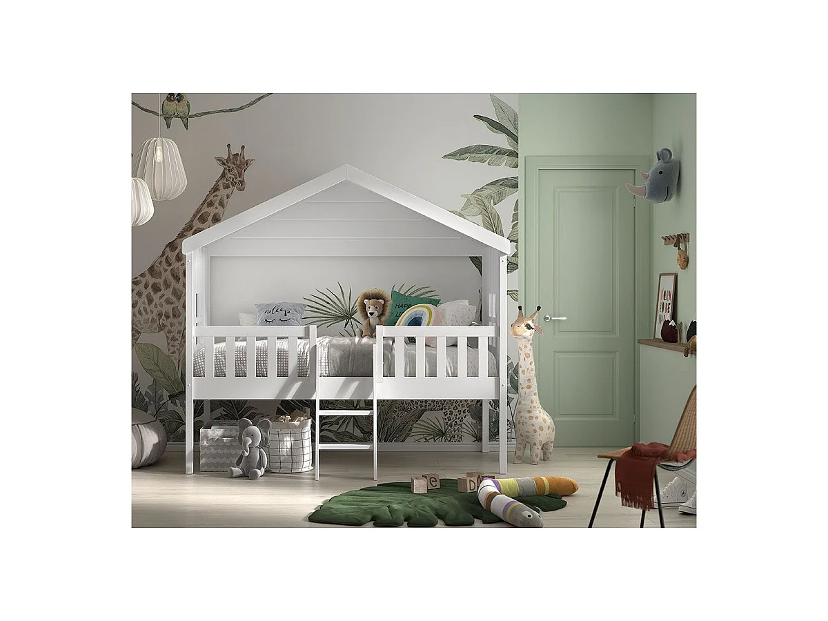 Lit Cabane Enfant "Housebed" 90x200cm Blanc