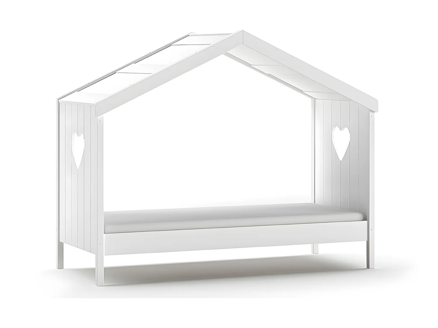 Lit cabane ouvert 90x200 sommier inclus Amori Blanc