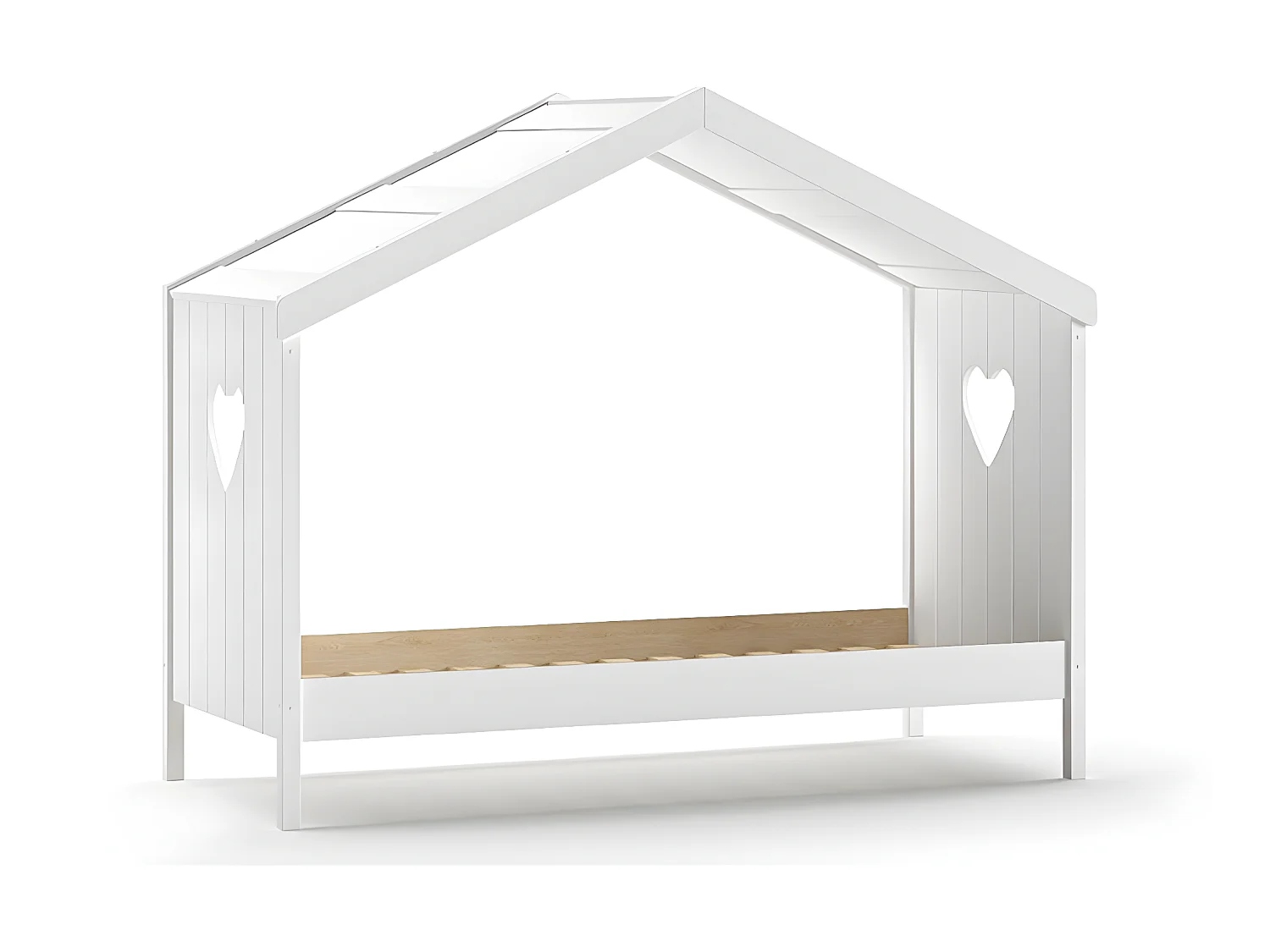 Lit cabane ouvert 90x200 sommier inclus Amori Blanc