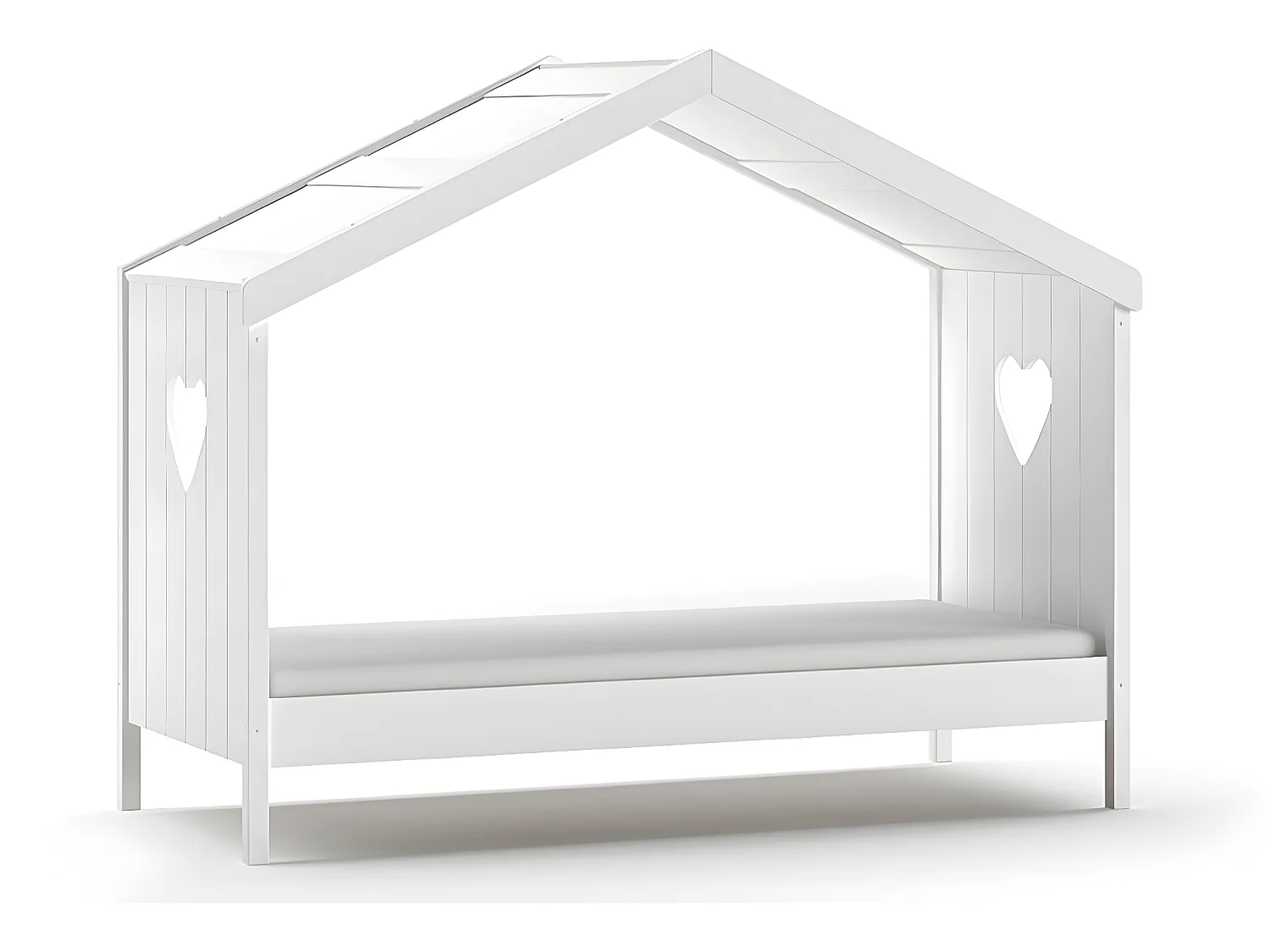 Lit cabane ouvert 90x200 sommier inclus Amori Blanc