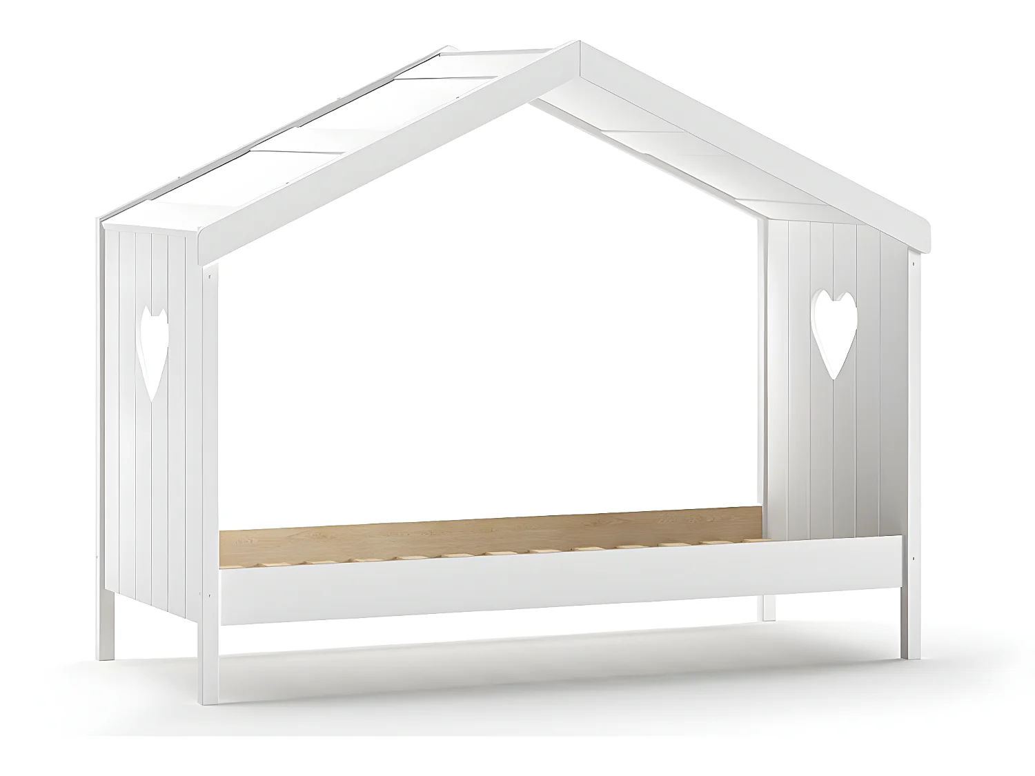 Lit cabane ouvert 90x200 sommier inclus Amori Blanc