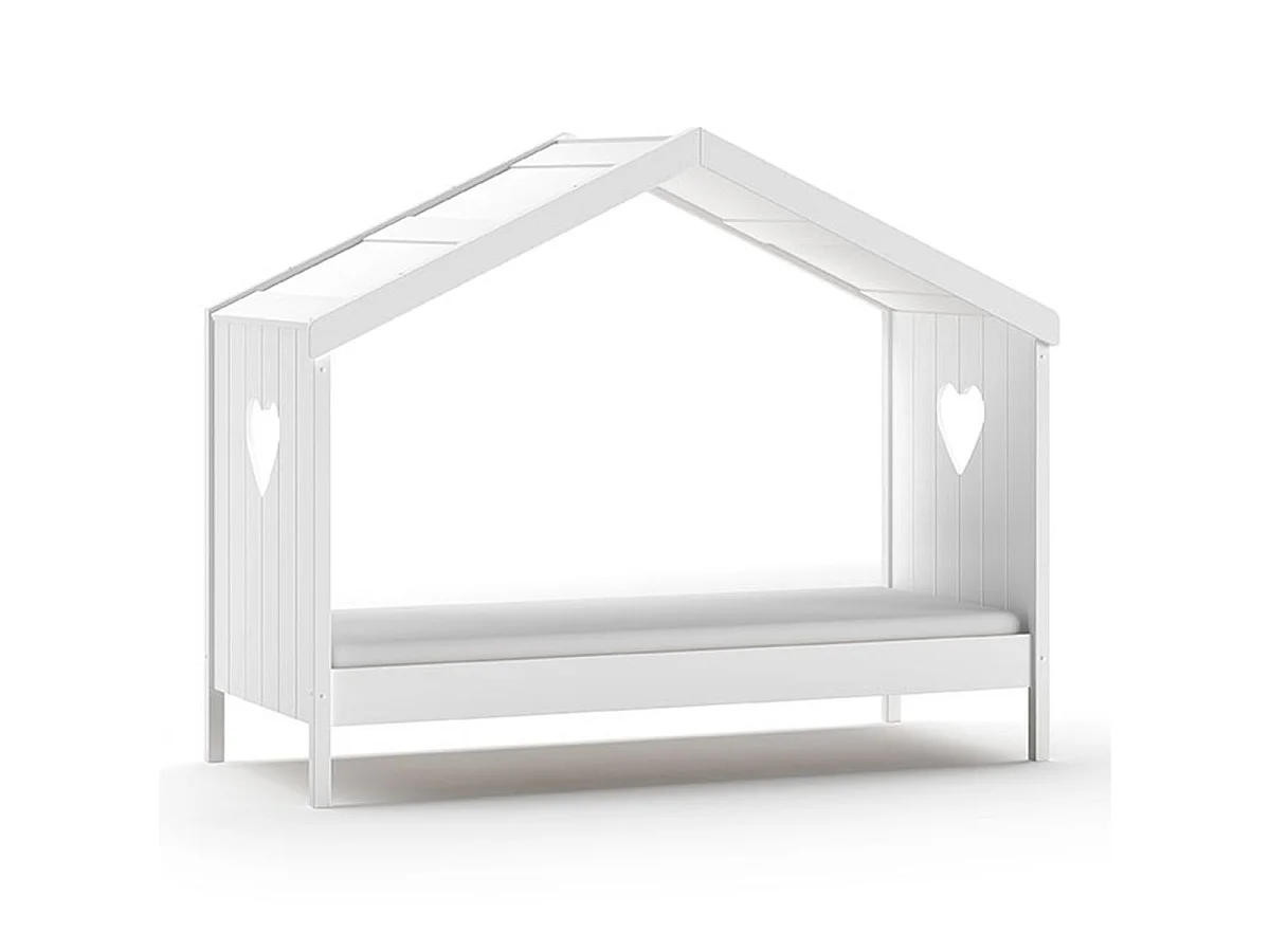 Lit Cabane Enfant Ouvert "Amori" 90x200cm Blanc