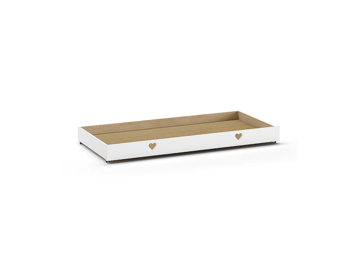 Lit cabane ouvert 90x200 sommier et tiroir inclus Amori Blanc