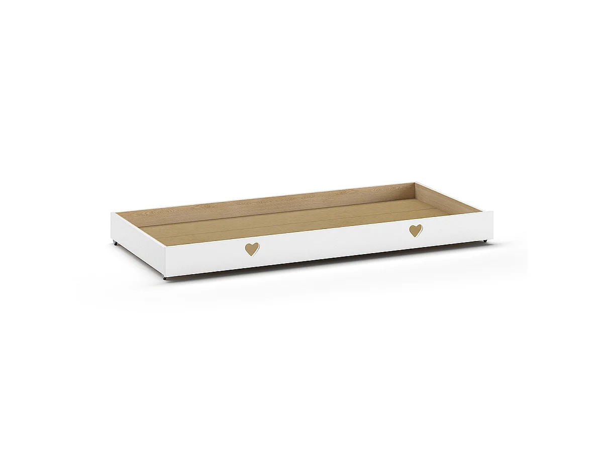 Lit cabane ouvert 90x200 sommier et tiroir inclus Amori Blanc