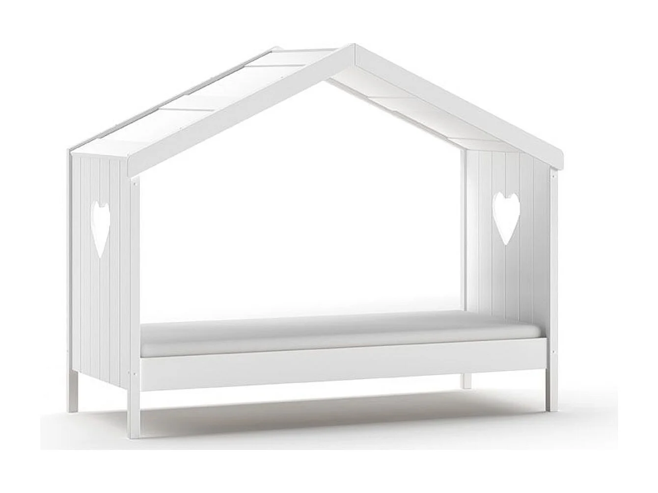 Lit cabane ouvert 90x200 sommier et tiroir inclus Amori Blanc