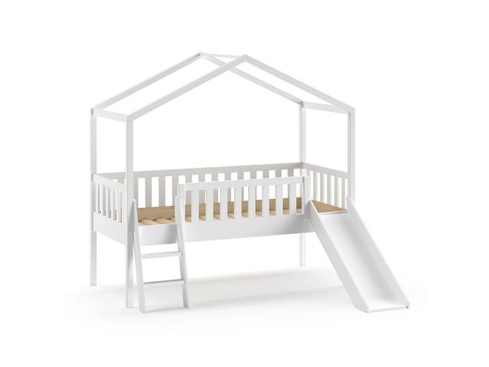 Lit Cabane 90x200 Toboggan Dallas Blanc