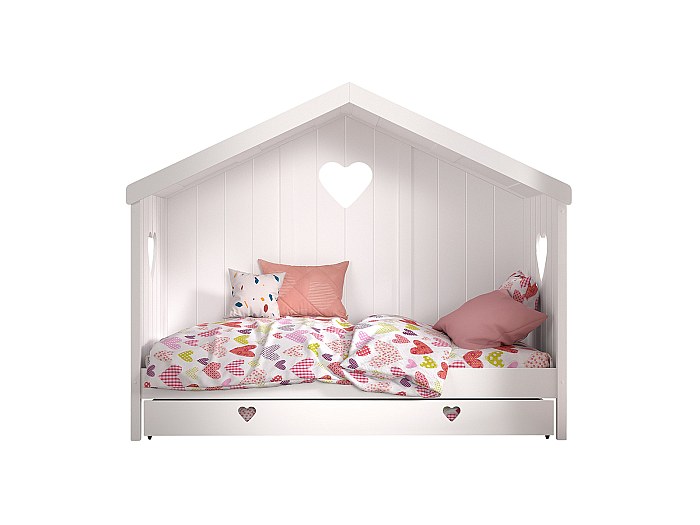 Lit cabane 90x200 tiroir inclus Amori Blanc