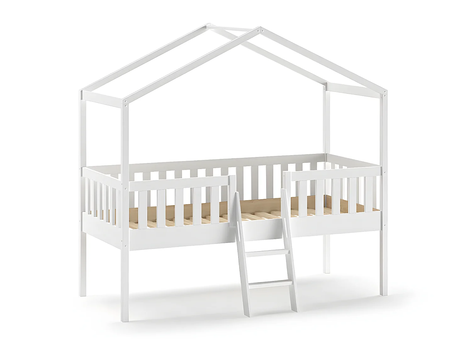 Lit Enfant Cabane & Échelle "Dallas" 90x200cm Blanc