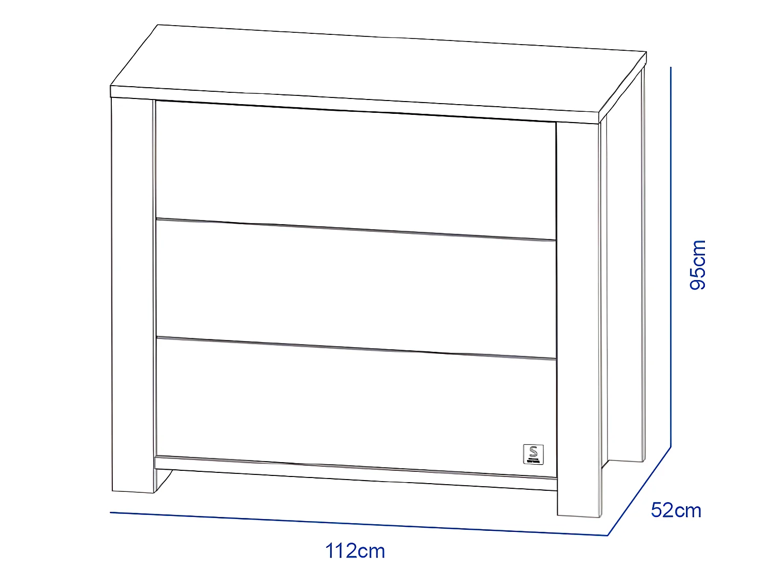 Cassettone a 3 cassetti