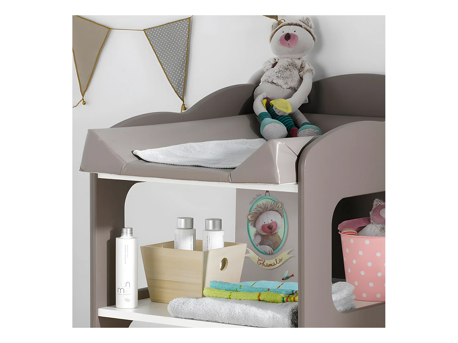 Table à langer Soho Blanc et Taupe