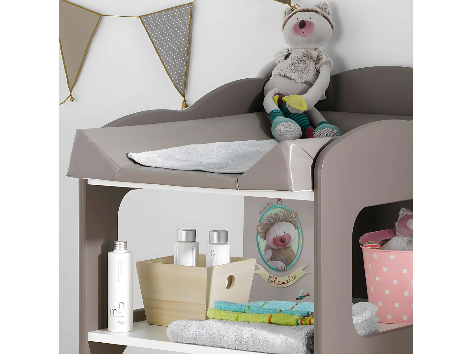 Table à langer Soho Blanc et Taupe