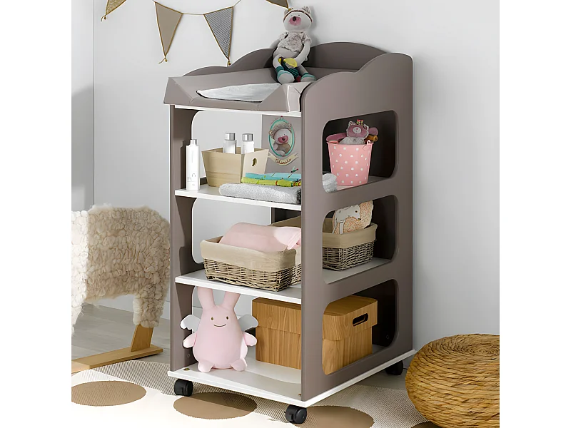 Table à langer Soho Blanc et Taupe