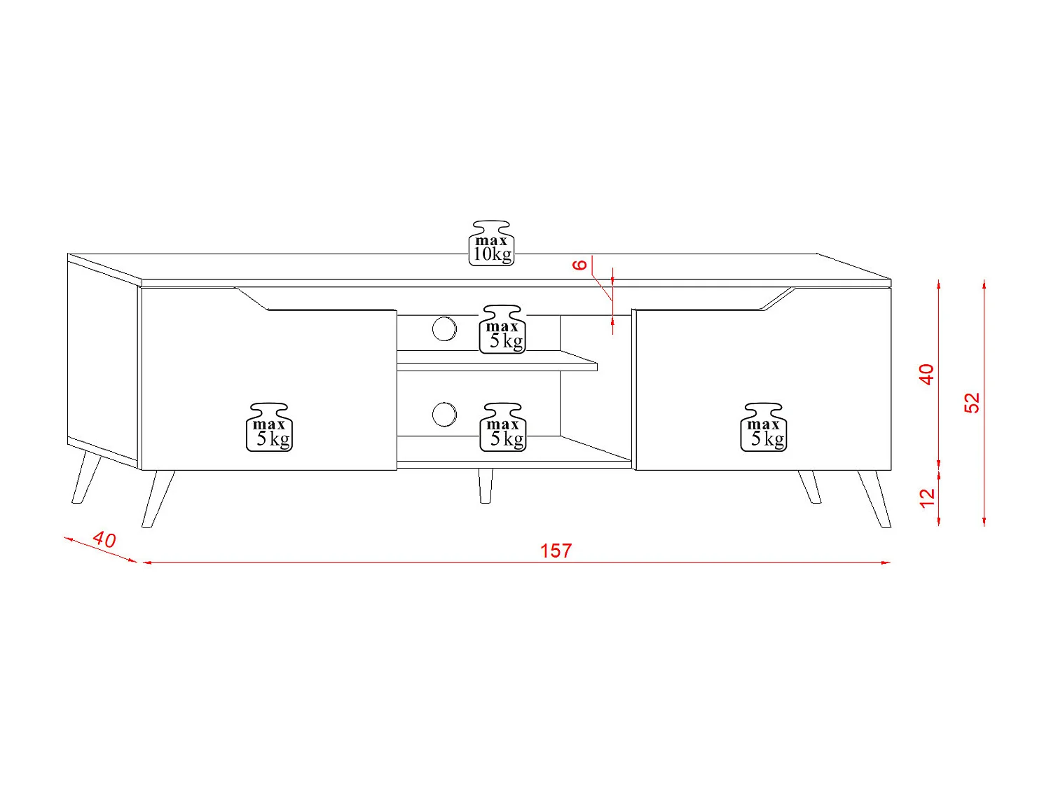 tv-meubel Tree 157 cm eiken craft goud / wit mat