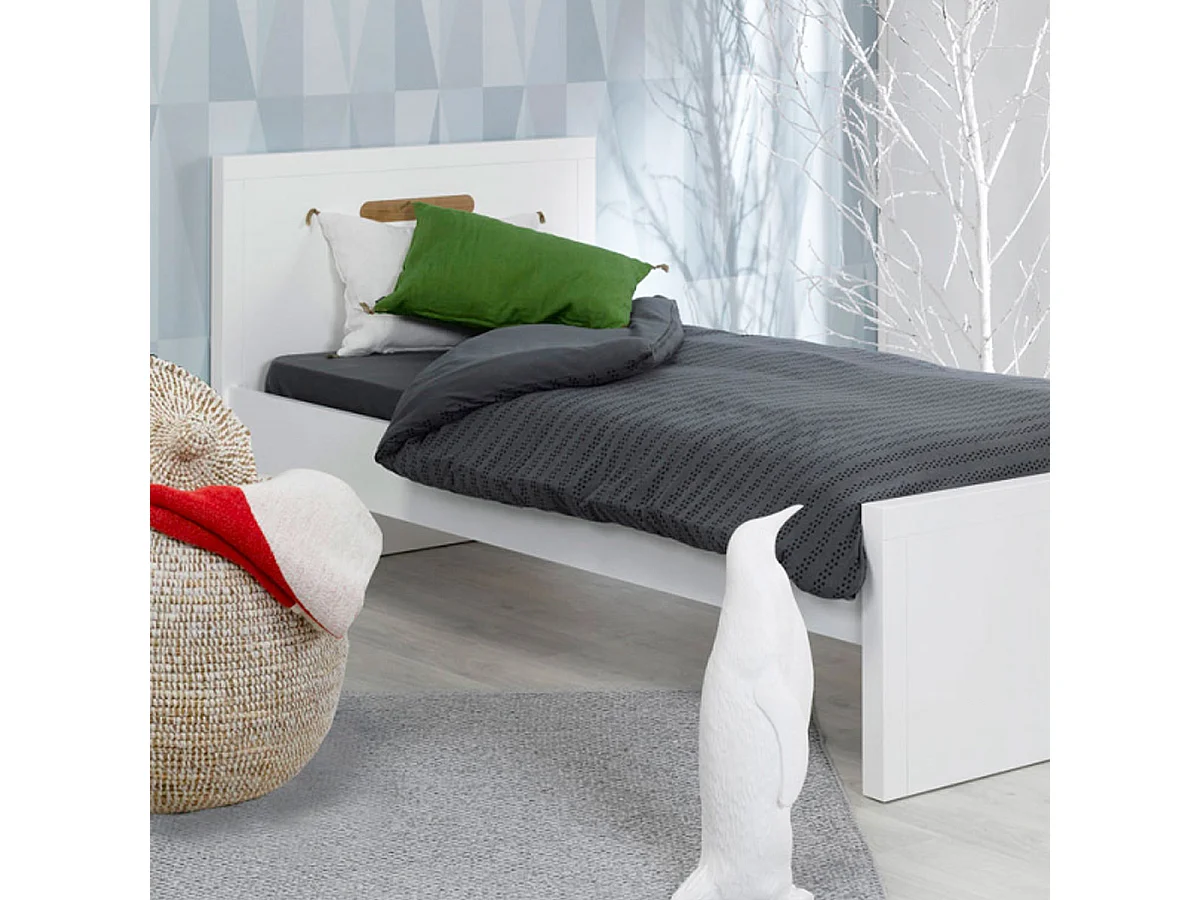 Lit 90x200 et Commode 3 tiroirs Milo Blanc