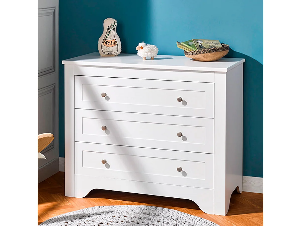 Chambre complète lit 90x190 - commode - armoire Occitane Blanc