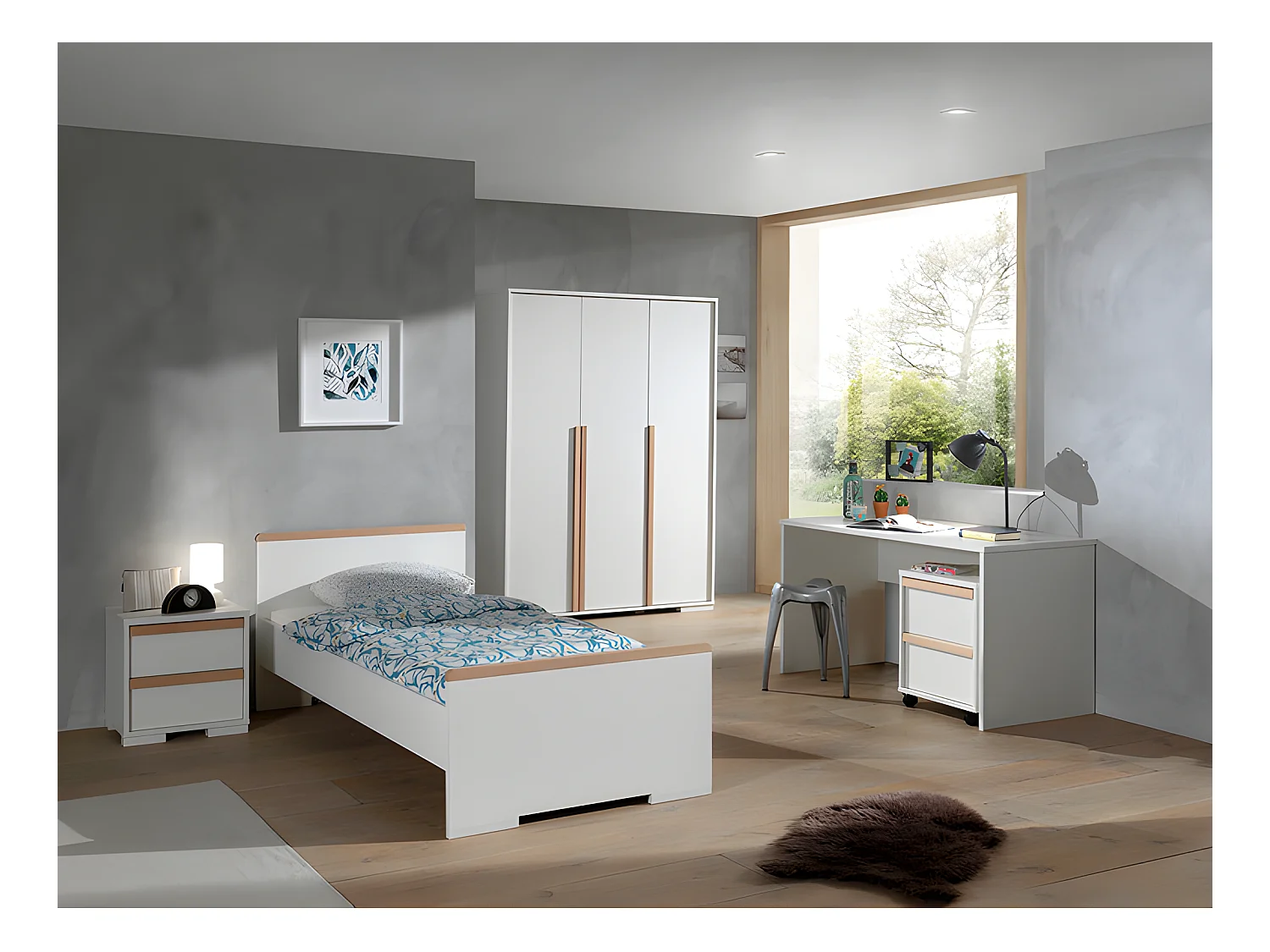 Chambre Complète Enfant 5P "London" Blanc