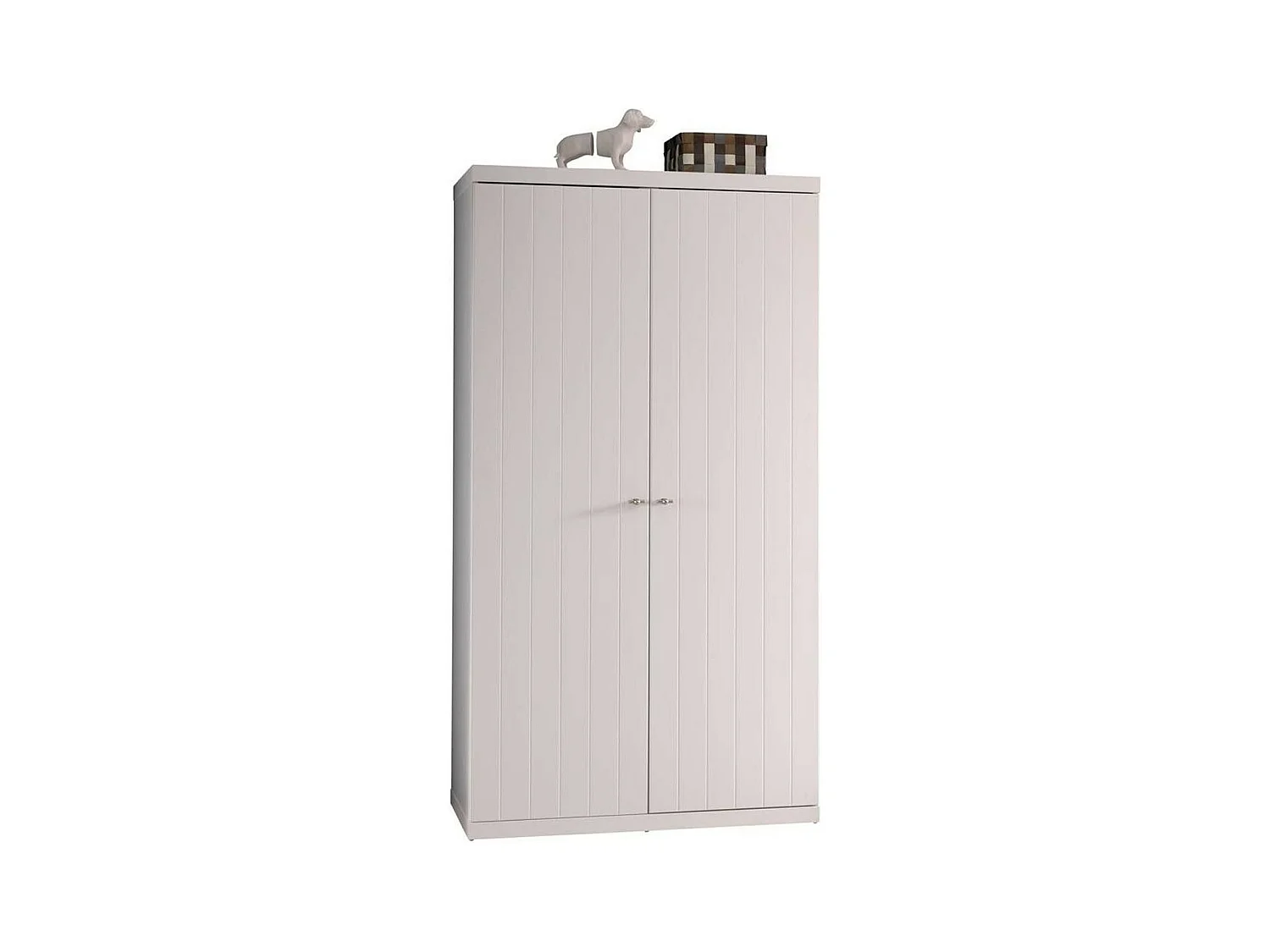 Pack - Lit Enfant, Sommier, Chevet & Armoire "Robin" 90x200cm Blanc