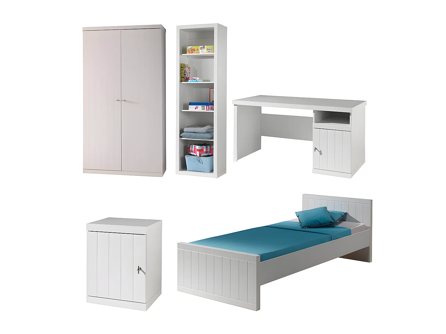 Chambre Complète Enfant 6P "Robin II" Blanc