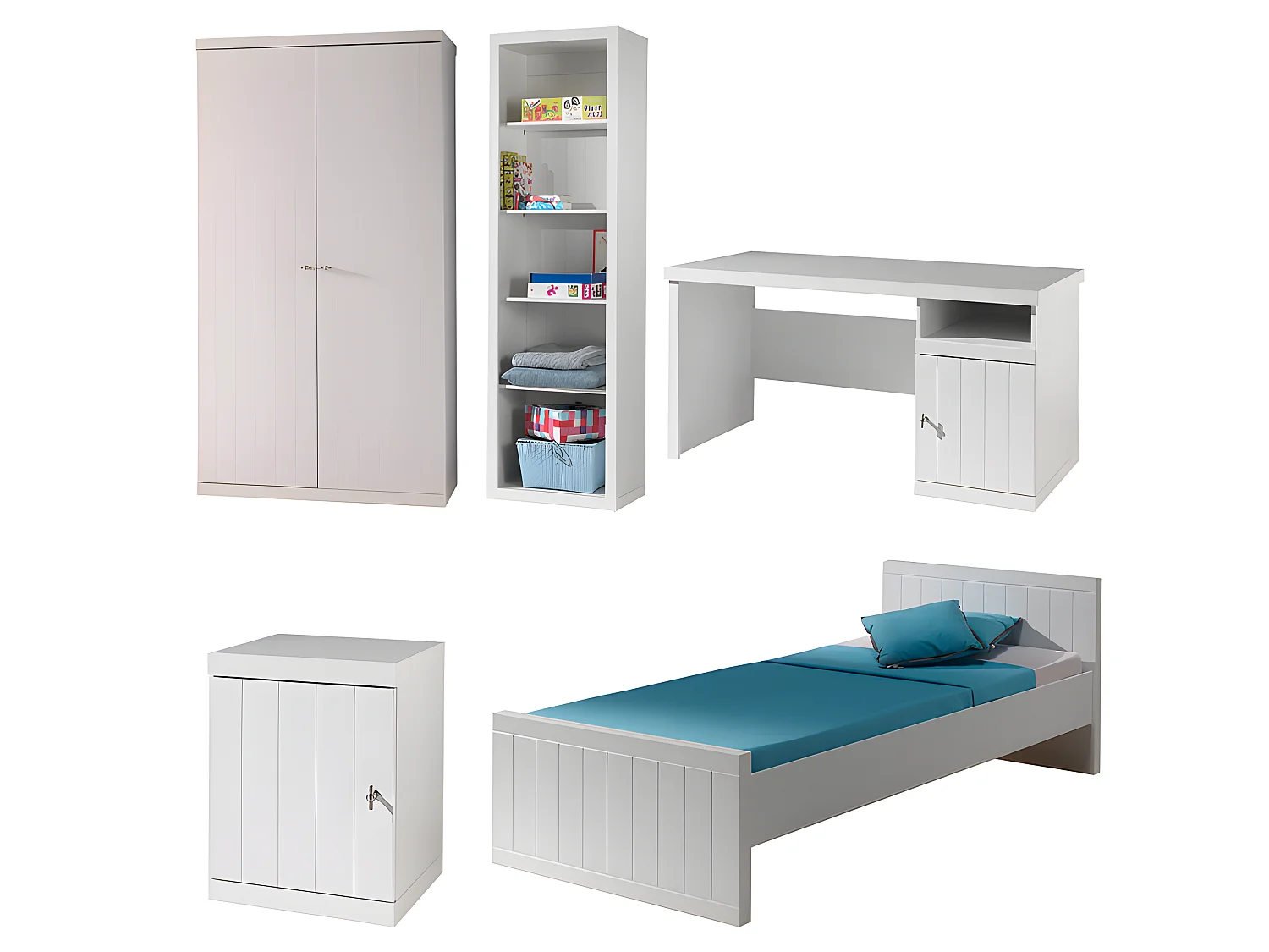 Chambre Complète Enfant 6P "Robin II" Blanc