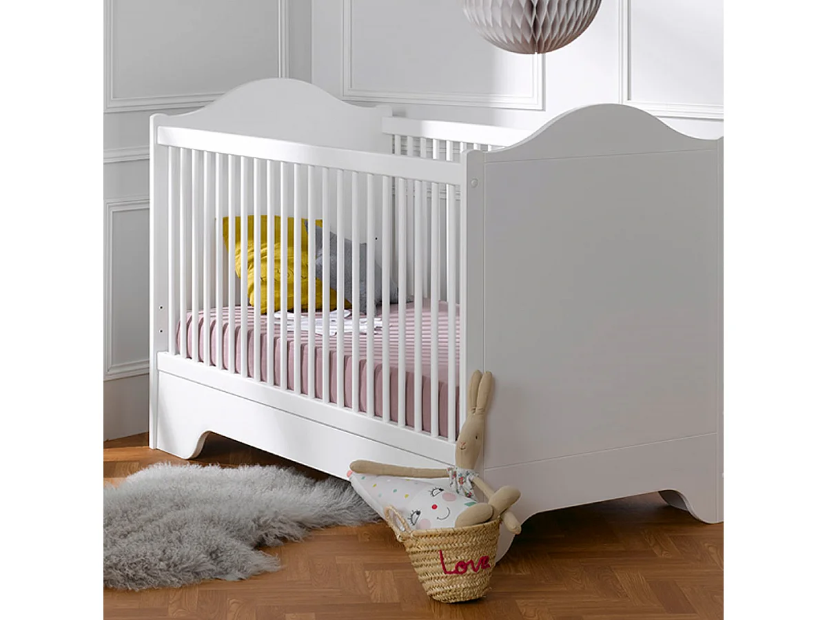 Lit bébé évolutif et Armoire Occitane Blanc