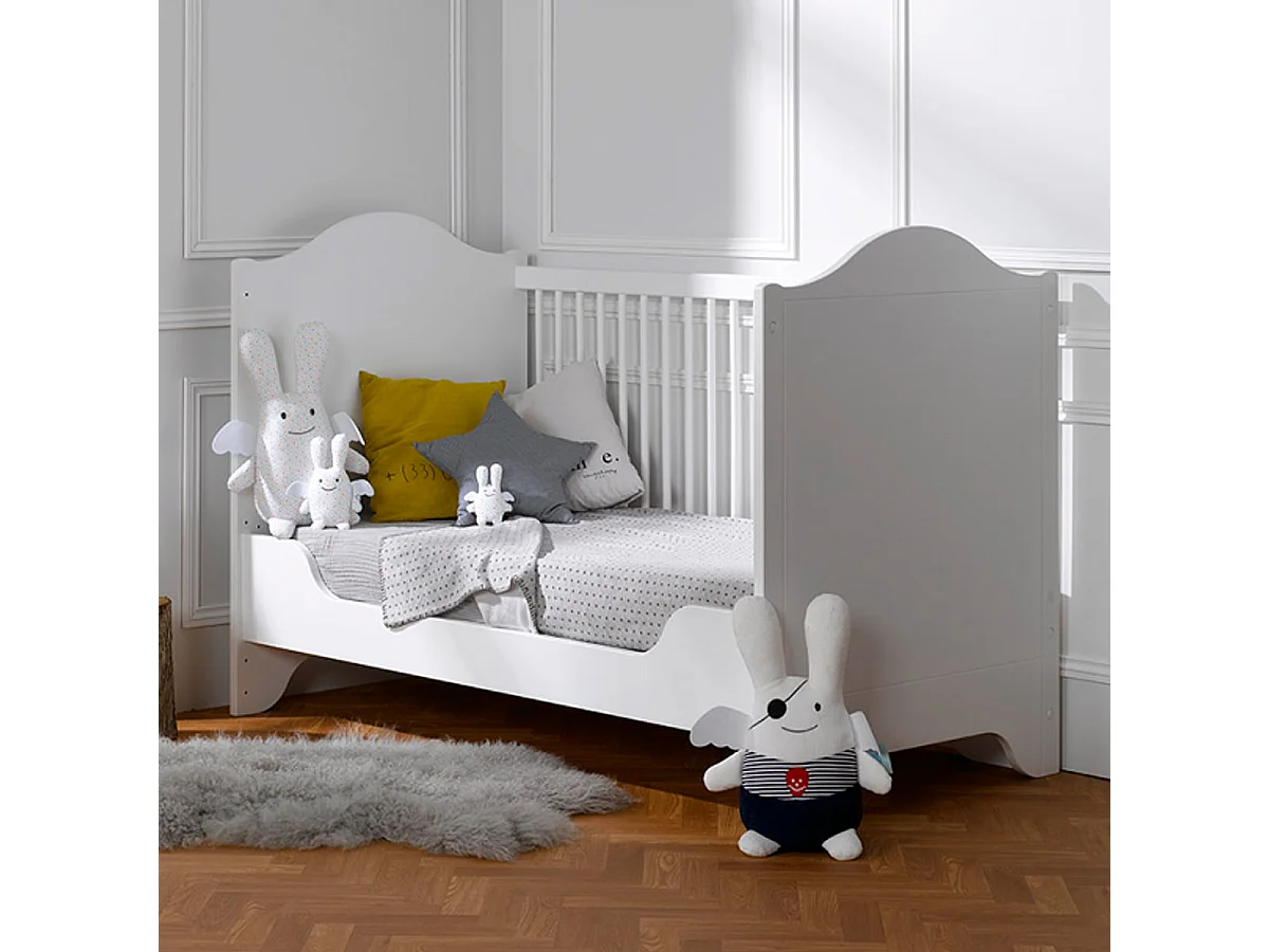 Lit bébé évolutif et Armoire Occitane Blanc