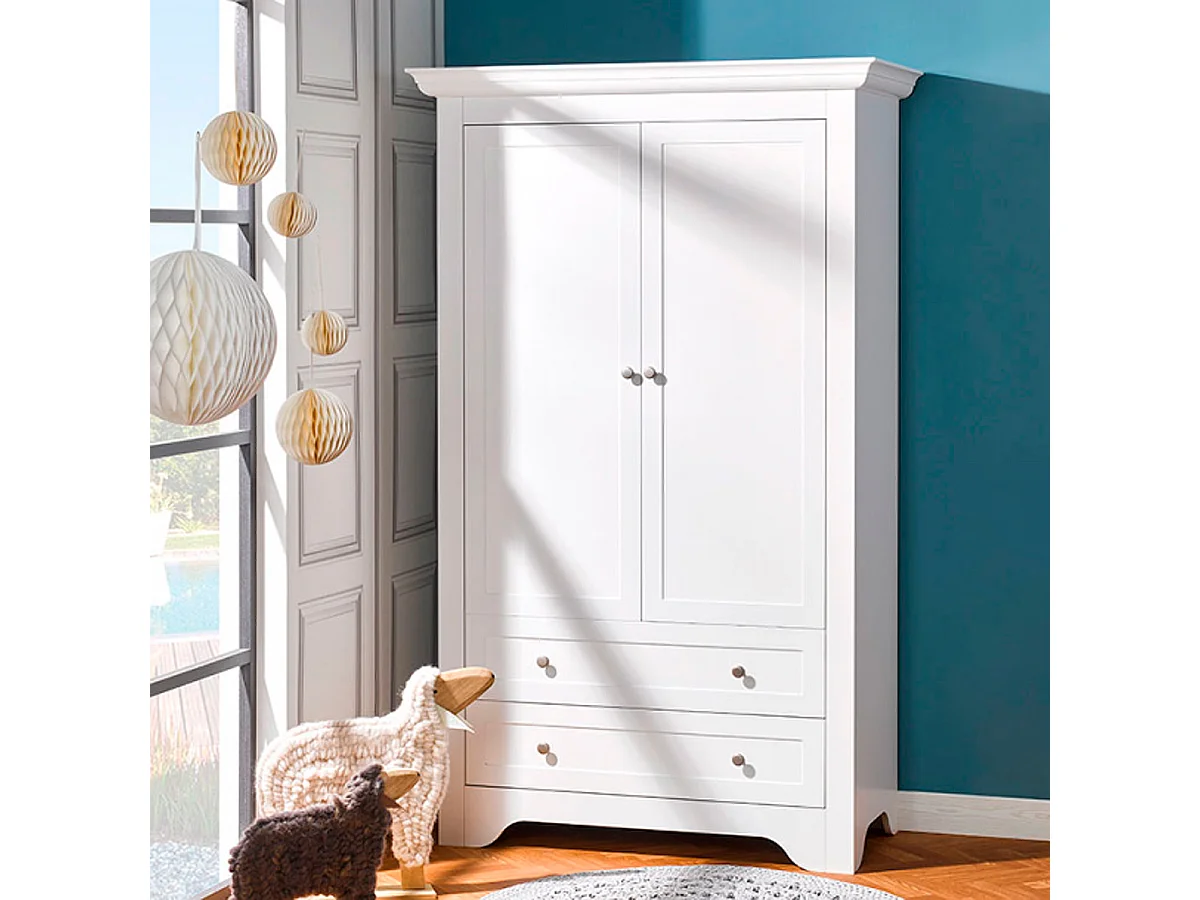 Lit bébé évolutif et Armoire Occitane Blanc
