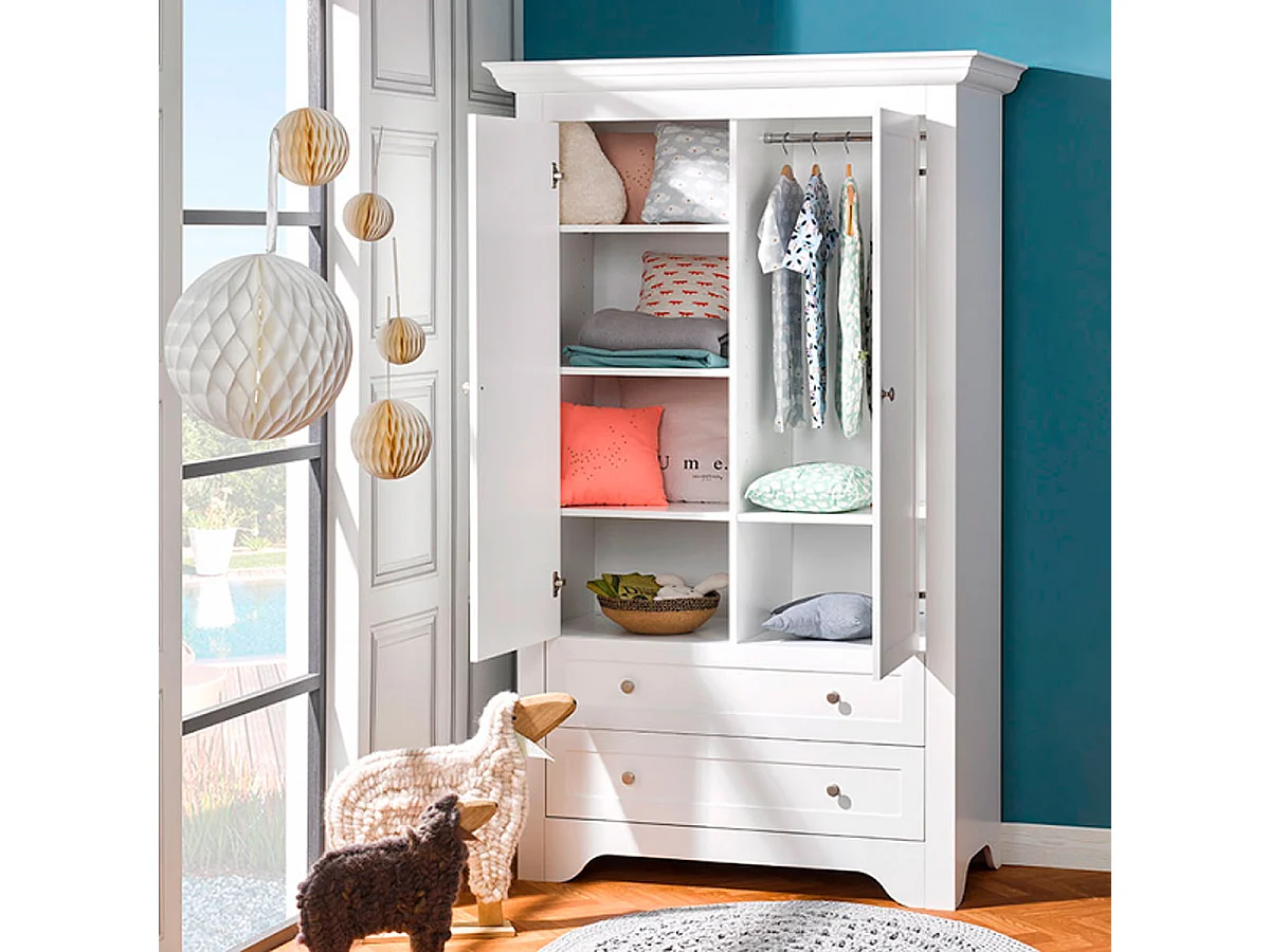 Lit bébé évolutif et Armoire Occitane Blanc
