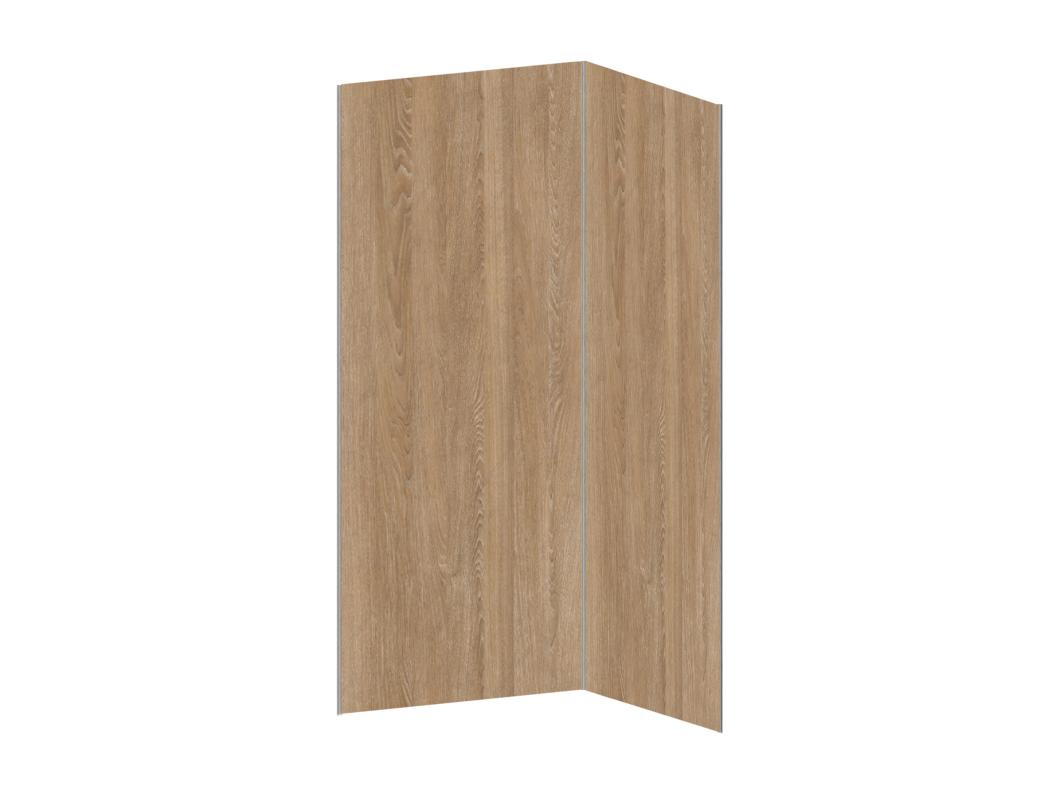 Lot de 2 panneaux muraux de douche effet bois en aluminium avec profilés - L90 x L120 x H210 cm - ENEKO